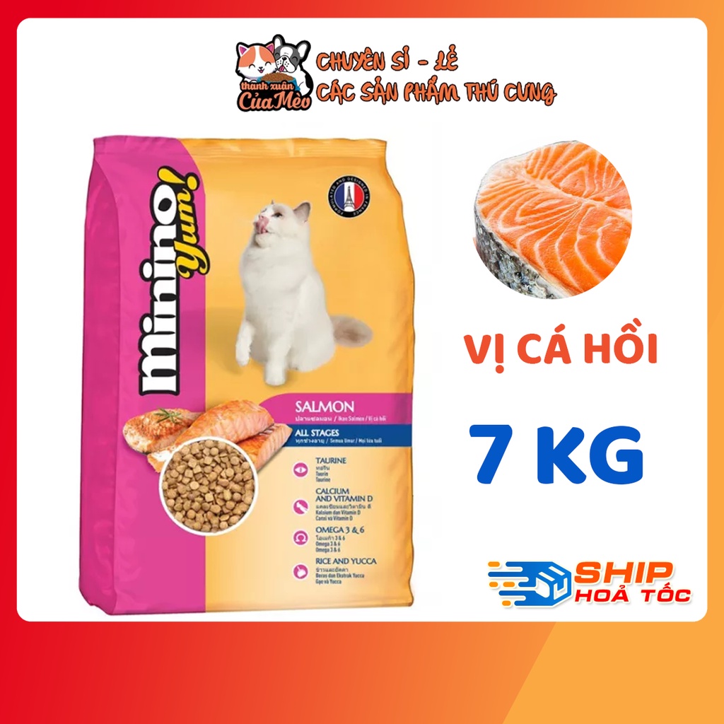 [Bao 7KG]Thức Ăn Minino Yum Dành Cho Mèo Mọi Lứa Tuổi - Vị Cá Hồi